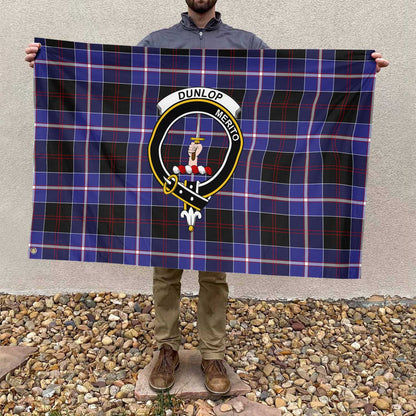 Clan Dunlop Tartan Flag Crest And Plaid Basic Style