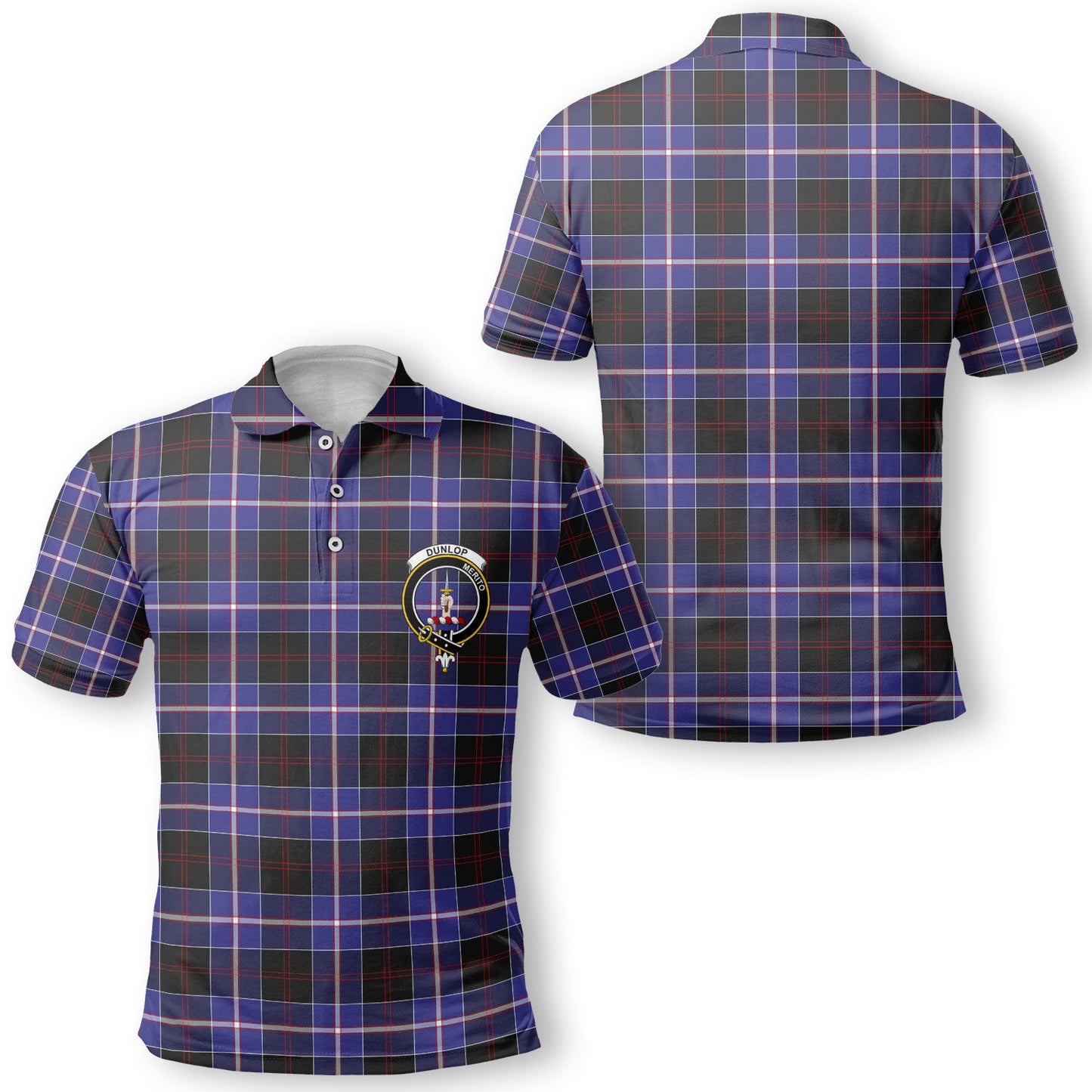 Clan Dunlop Tartan Golf Men Polo Shirt Crest And Plaid Basic Style