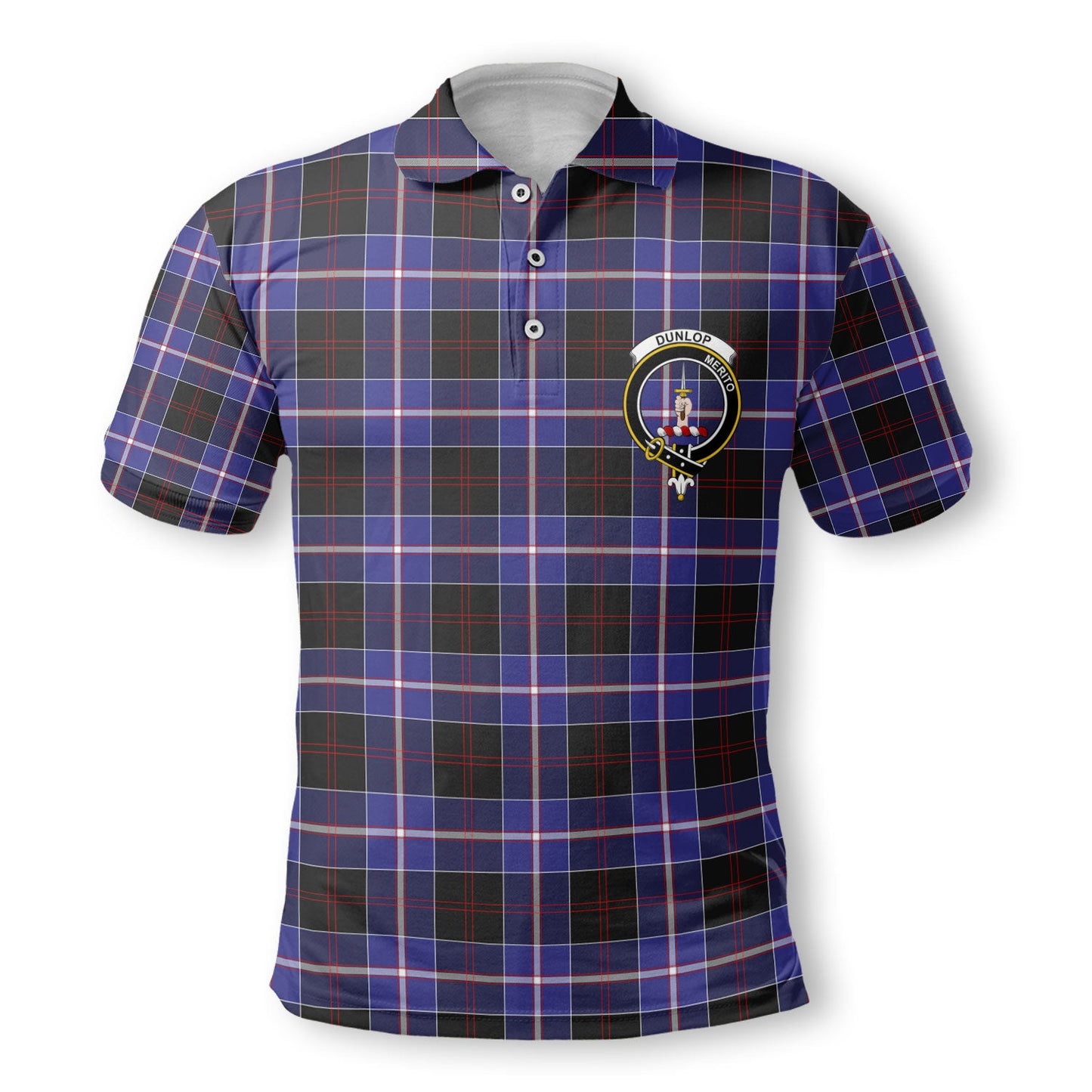 Clan Dunlop Tartan Golf Men Polo Shirt Crest And Plaid Basic Style