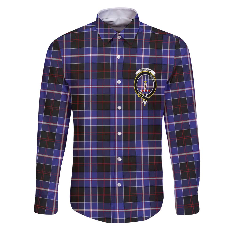 Clan Dunlop Tartan Long Sleeve Button Shirt Crest And Plaid Basic Style