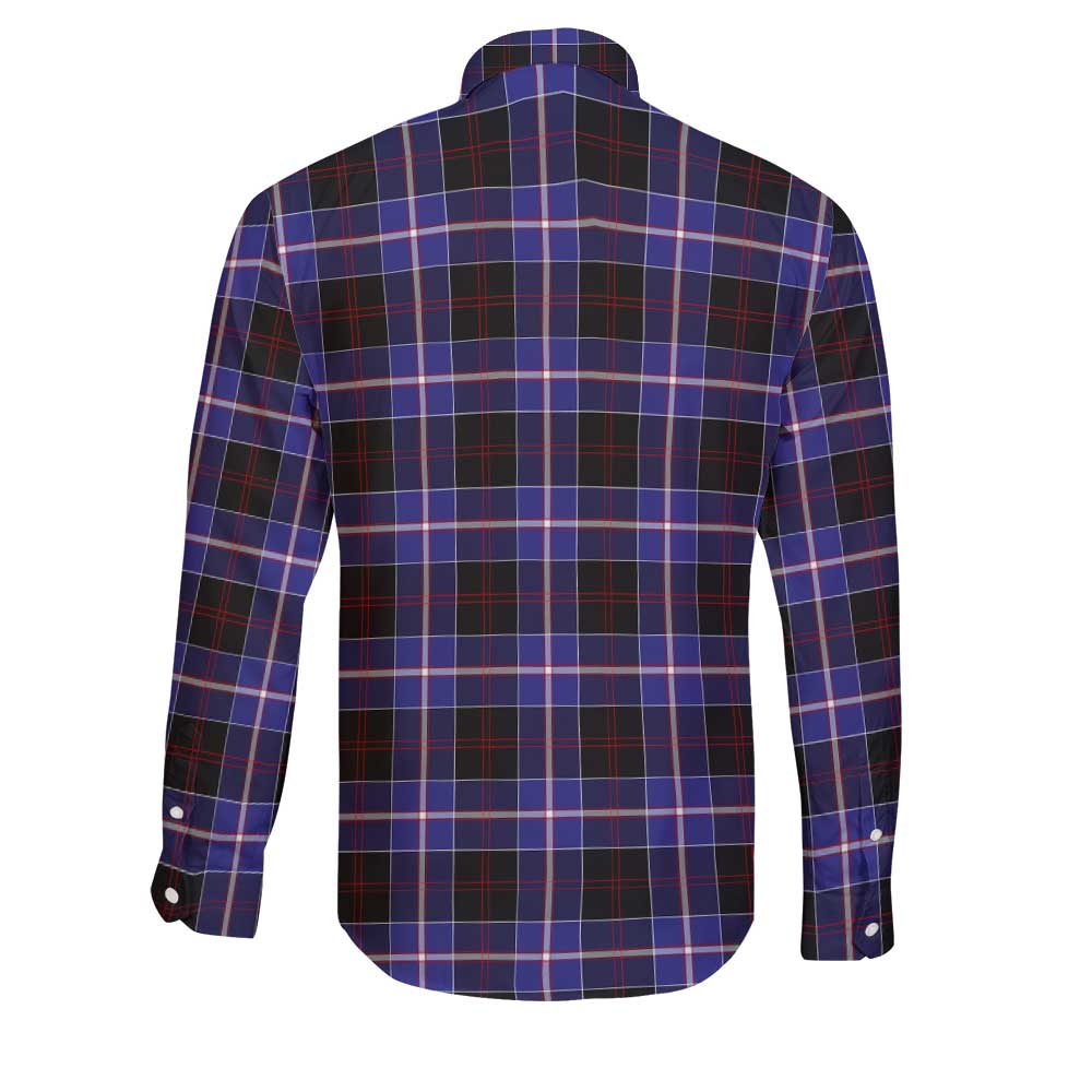 Clan Dunlop Tartan Long Sleeve Button Shirt Crest And Plaid Basic Style