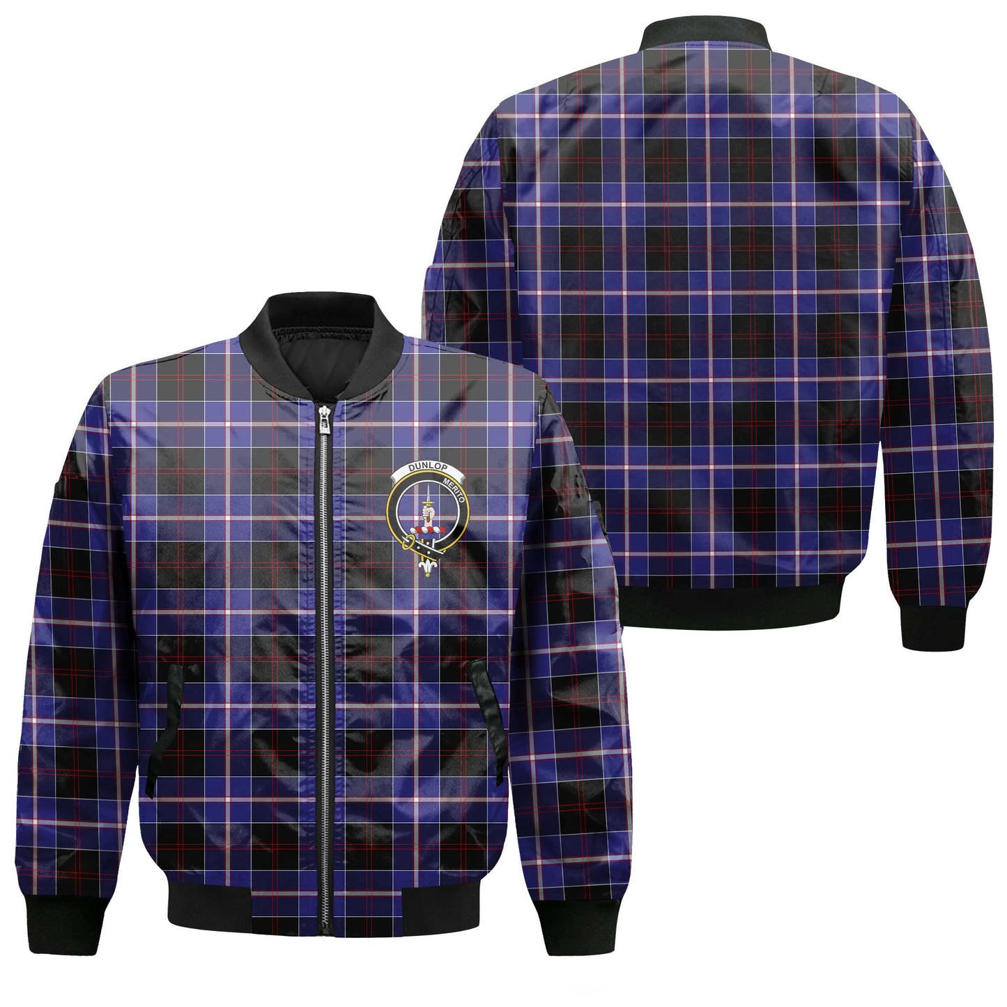 Clan Dunlop Tartan Men Bomber Jacket Crest And Plaid Basic Style