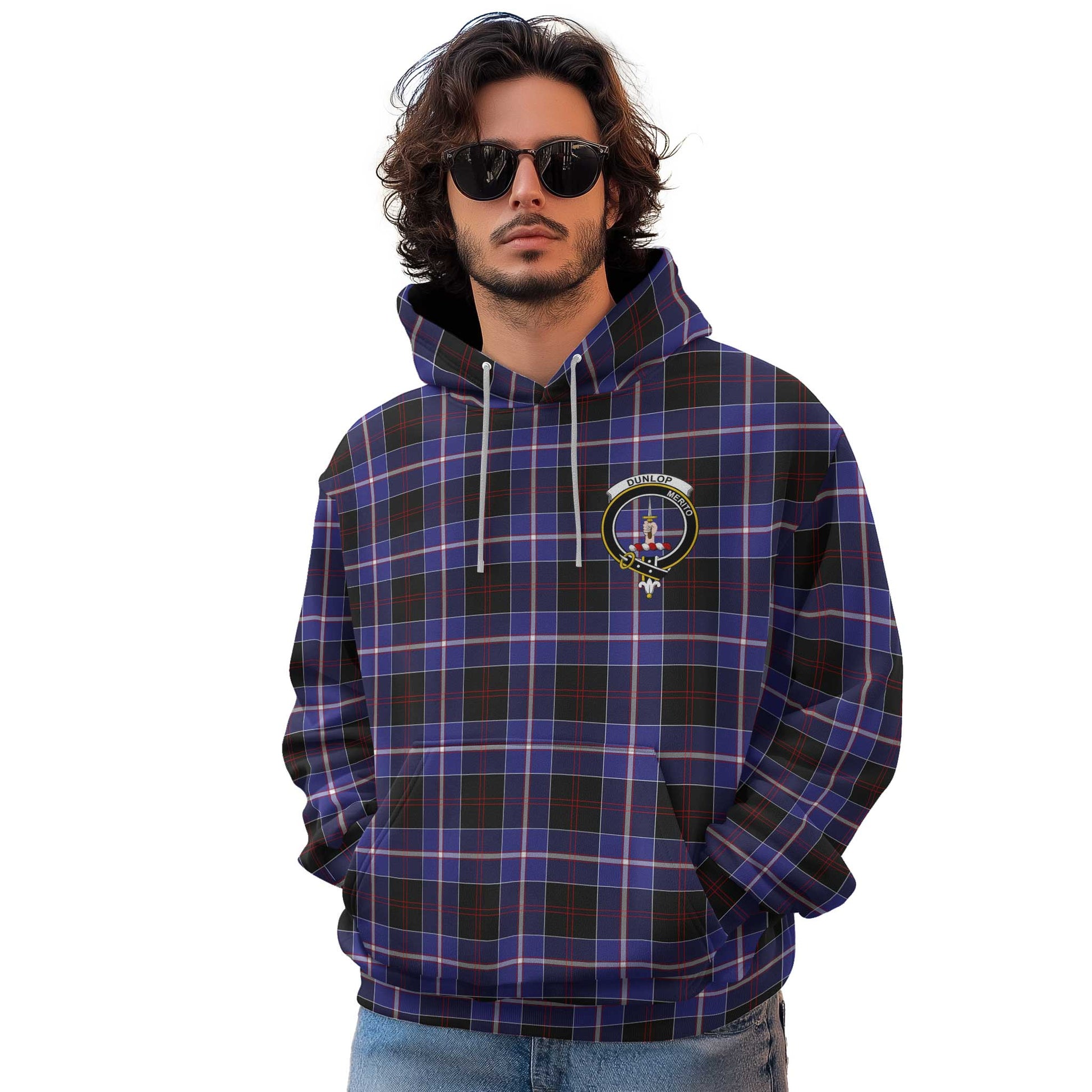 Clan Dunlop Tartan Men Hoodie Crest And Plaid Basic Style