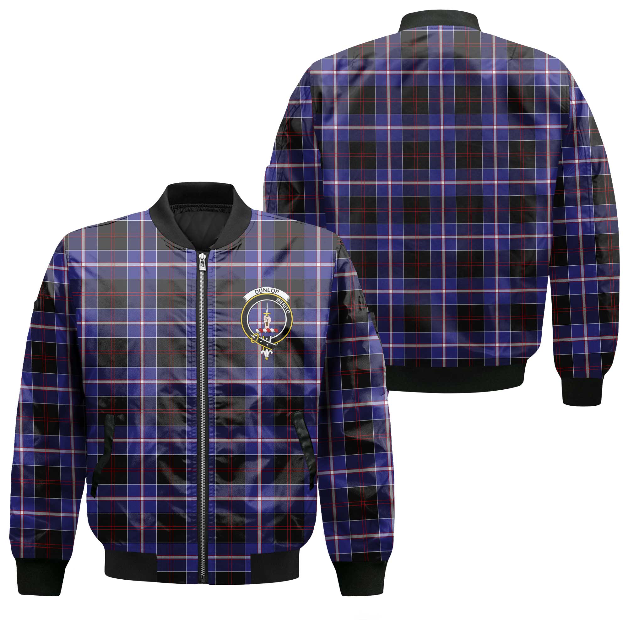 Clan Dunlop Tartan Women Bomber Jacket Crest And Plaid Basic Style