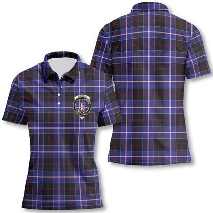 Clan Dunlop Tartan Women Polo Shirt Crest And Plaid Basic Style