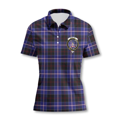 Clan Dunlop Tartan Women Polo Shirt Crest And Plaid Basic Style