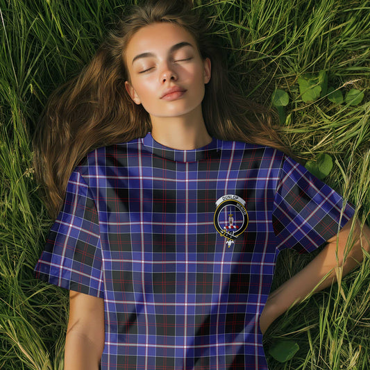 Clan Dunlop Tartan Women T Shirt Crest And Plaid Basic Style