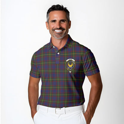 Clan Durie Tartan Golf Men Polo Shirt Crest And Plaid Basic Style