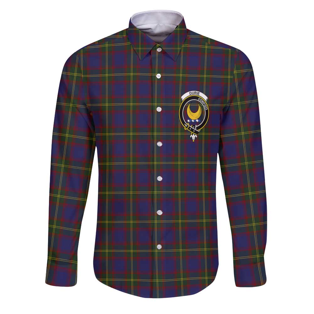 Clan Durie Tartan Long Sleeve Button Shirt Crest And Plaid Basic Style