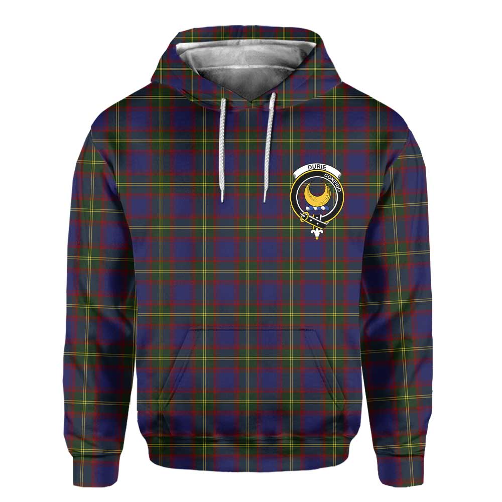 Clan Durie Tartan Men Hoodie Crest And Plaid Basic Style