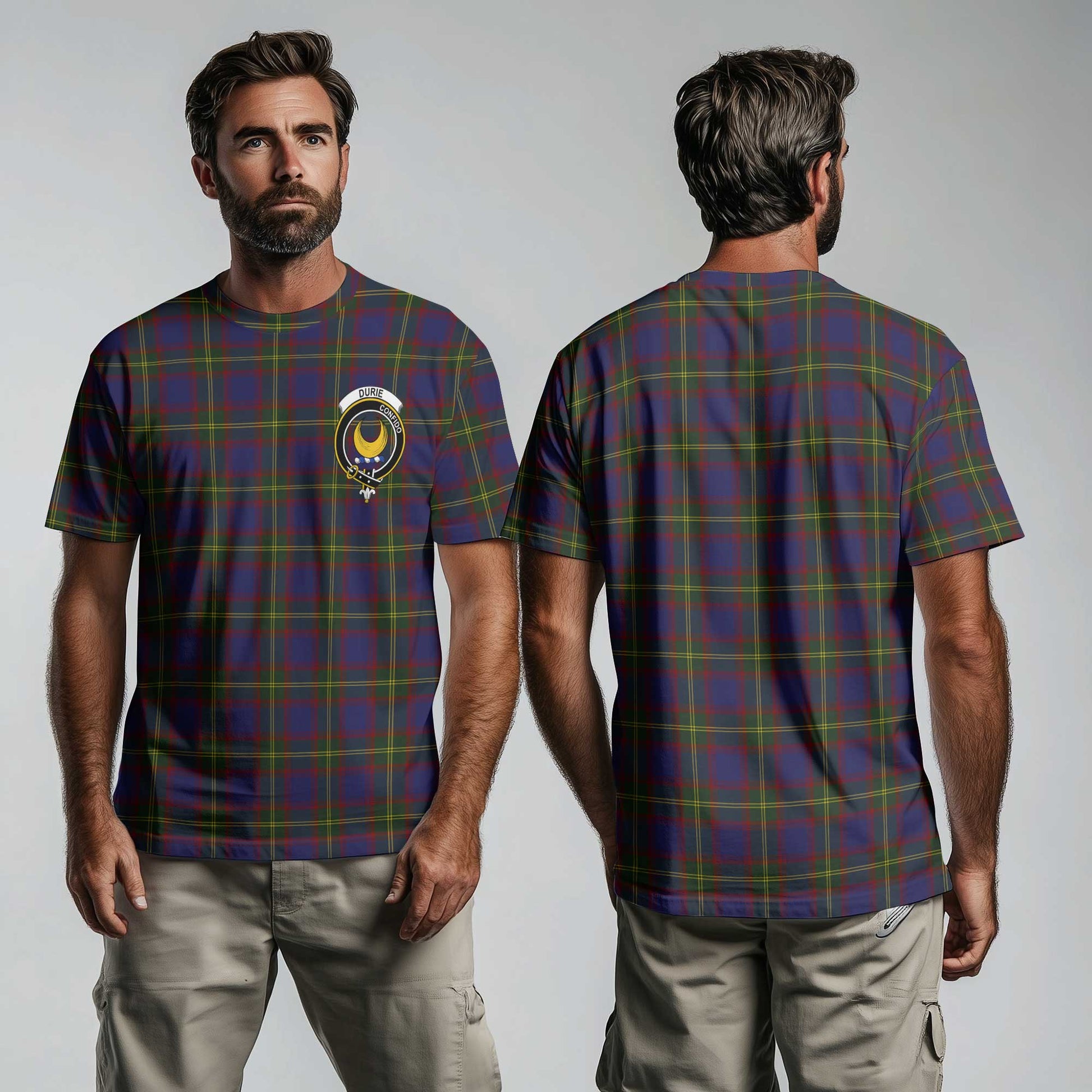 Clan Durie Tartan Men T Shirt Crest And Plaid Basic Style