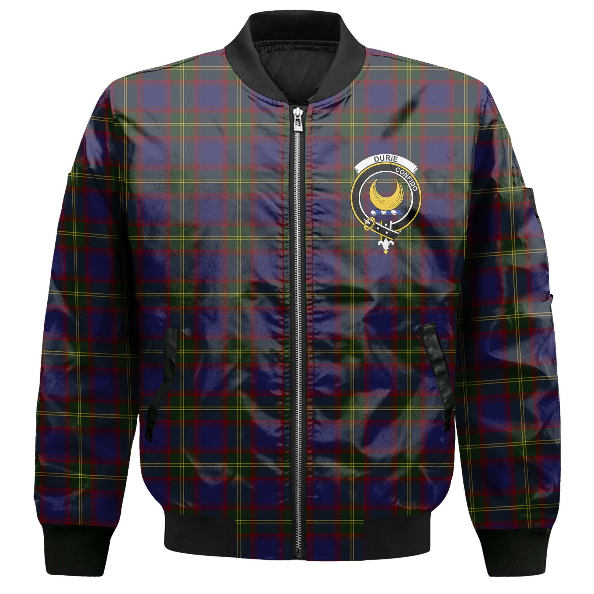 Clan Durie Tartan Women Bomber Jacket Crest And Plaid Basic Style