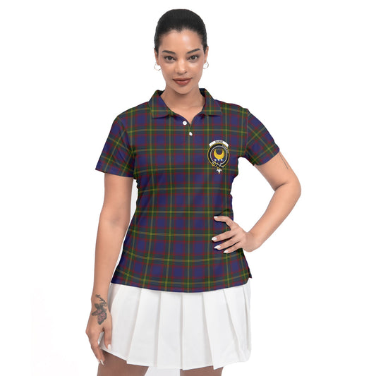 Clan Durie Tartan Women Polo Shirt Crest And Plaid Basic Style