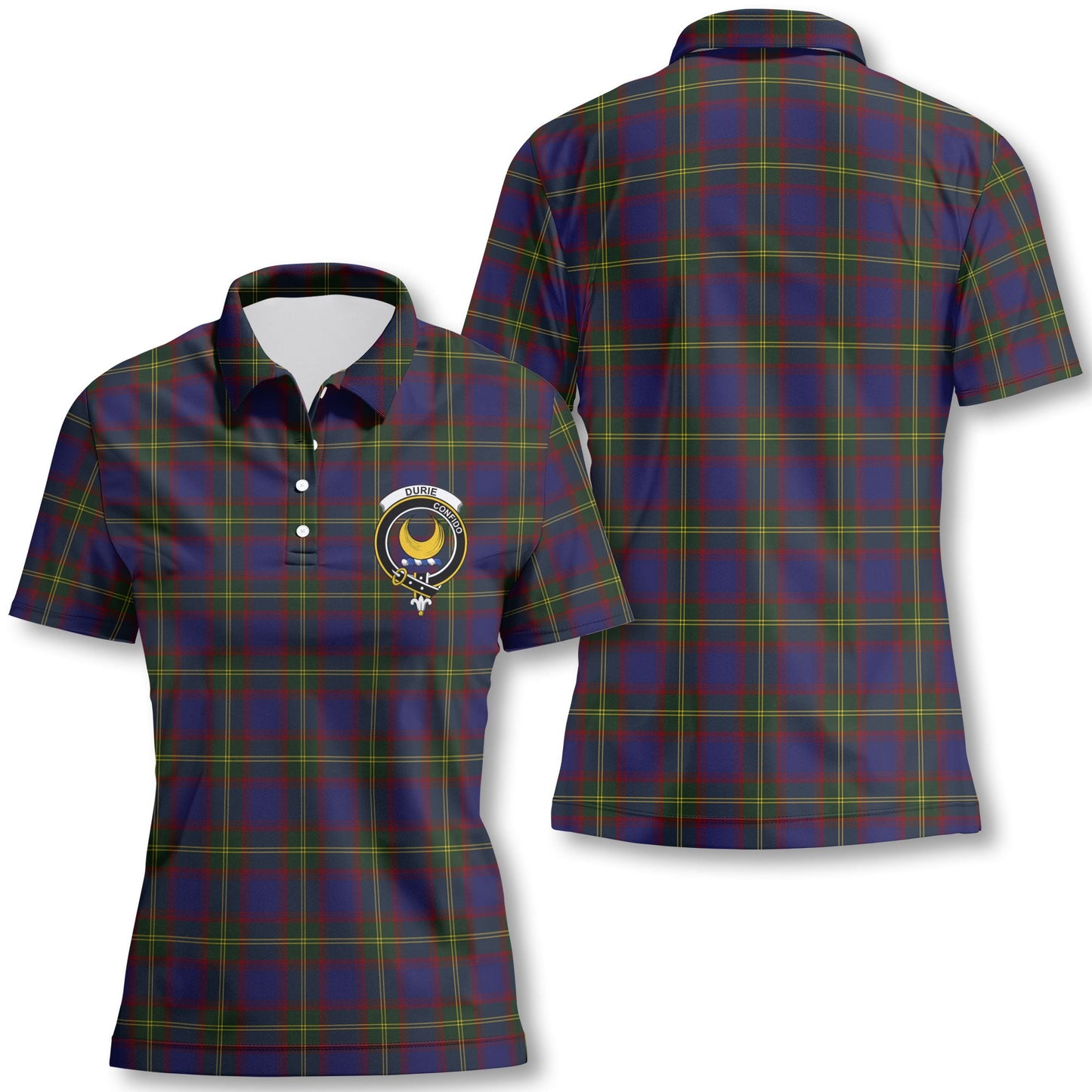 Clan Durie Tartan Women Polo Shirt Crest And Plaid Basic Style