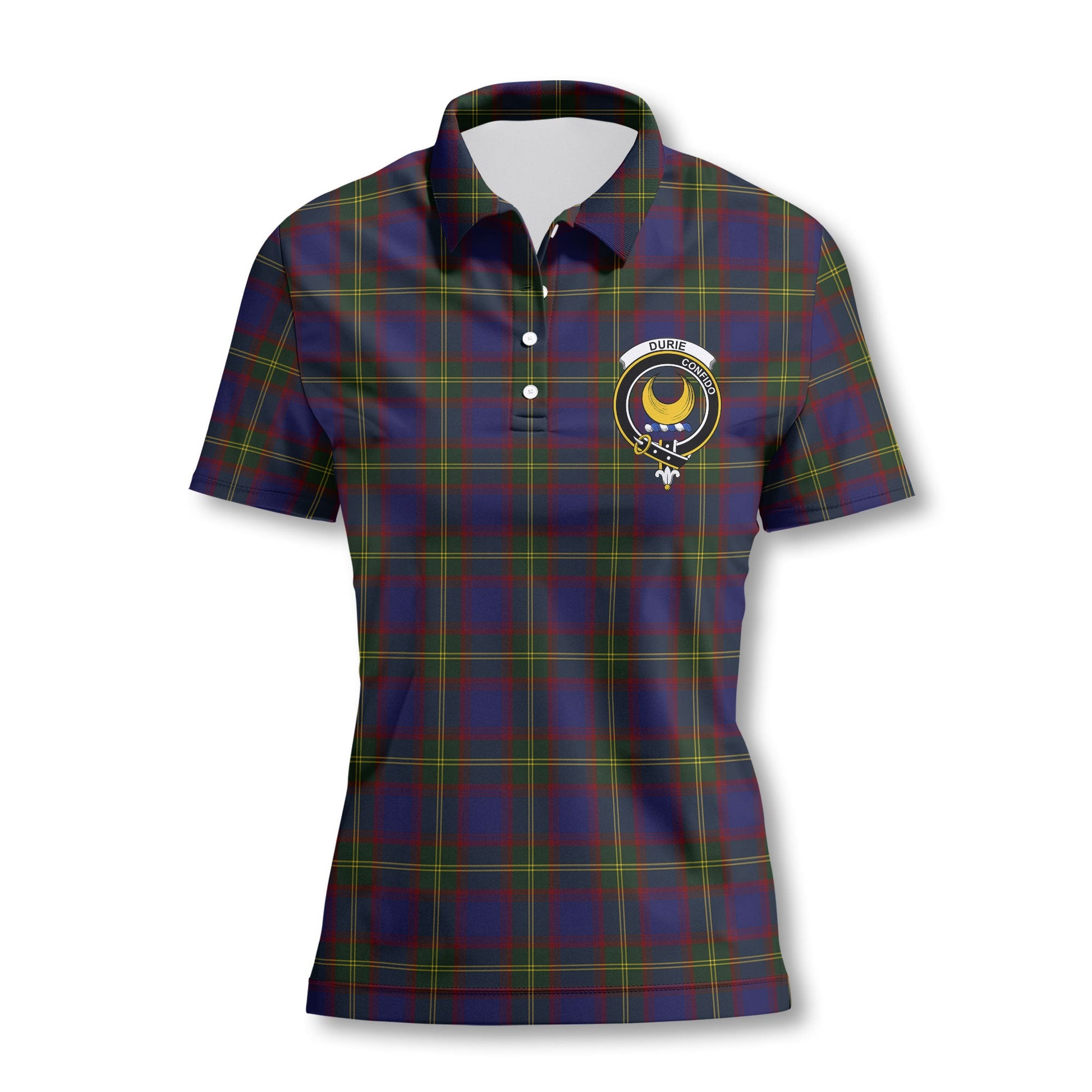 Clan Durie Tartan Women Polo Shirt Crest And Plaid Basic Style