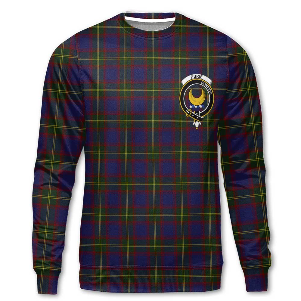 Clan Durie Tartan Women Sweatshirt Crest And Plaid Basic Style