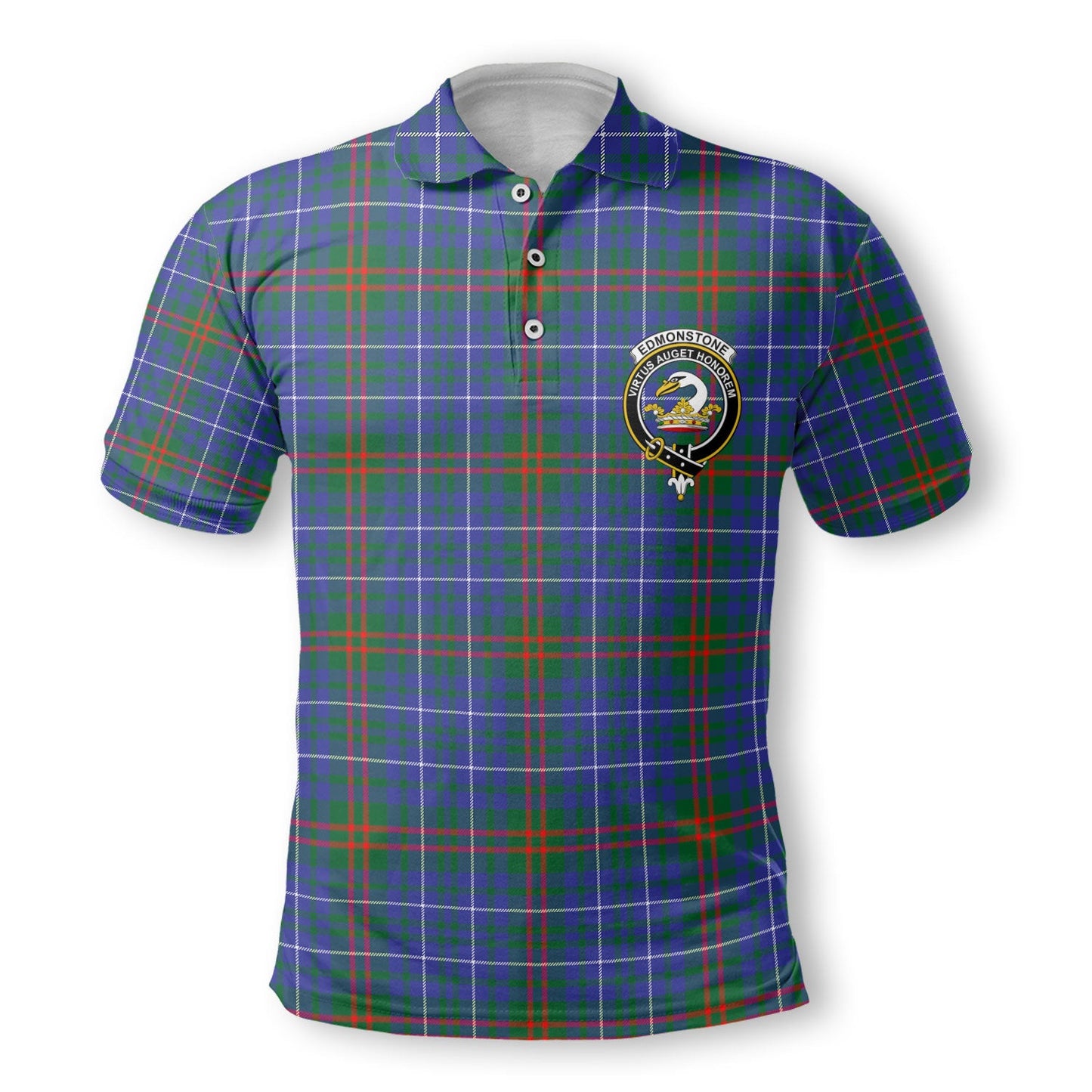 Clan Edmonstone Tartan Golf Men Polo Shirt Crest And Plaid Basic Style