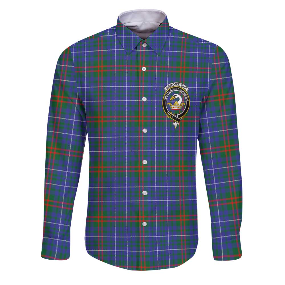 Clan Edmonstone Tartan Long Sleeve Button Shirt Crest And Plaid Basic Style