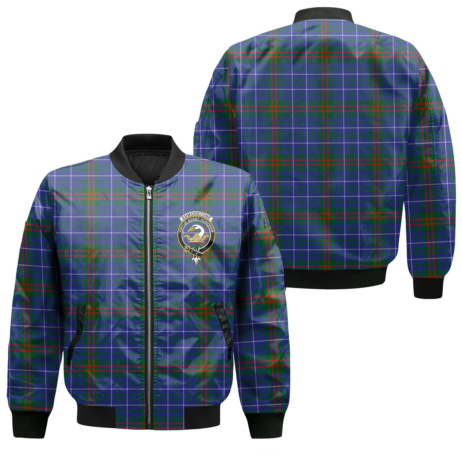 Clan Edmonstone Tartan Men Bomber Jacket Crest And Plaid Basic Style