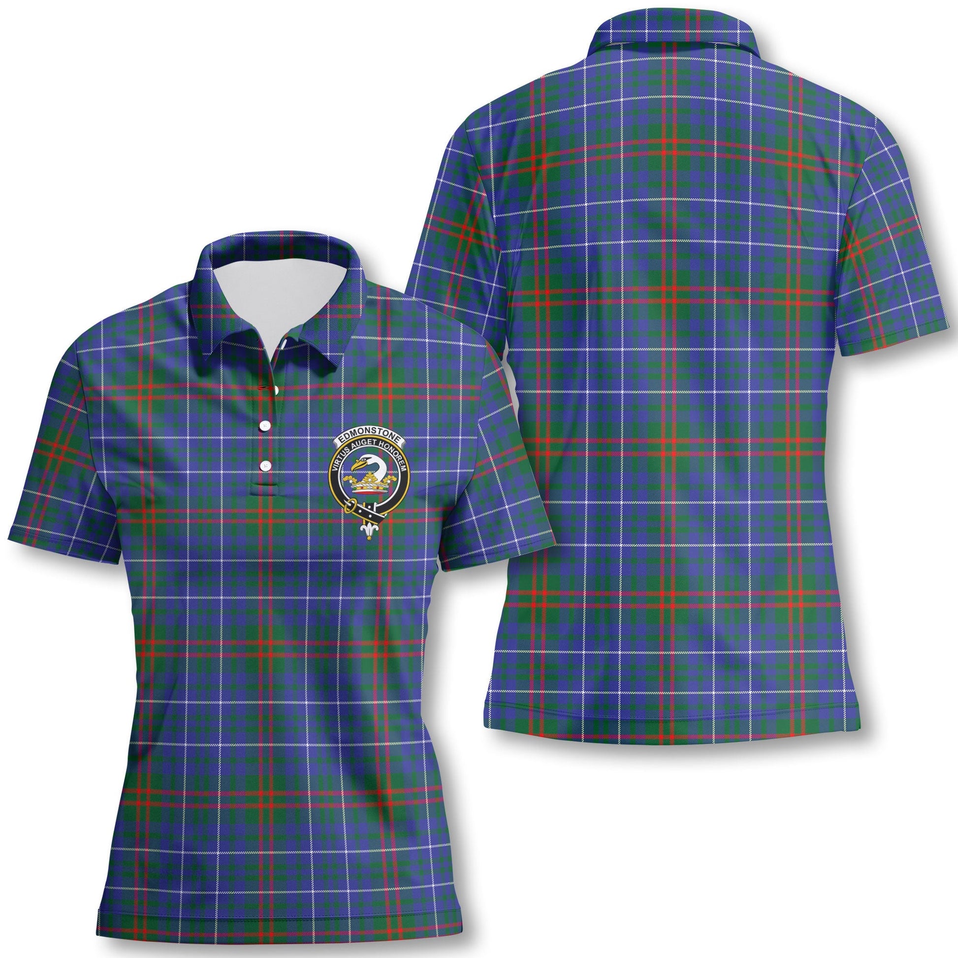 Clan Edmonstone Tartan Women Polo Shirt Crest And Plaid Basic Style