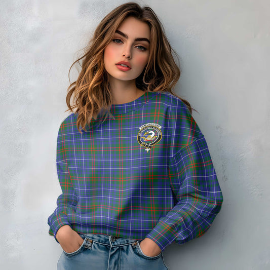 Clan Edmonstone Tartan Women Sweatshirt Crest And Plaid Basic Style