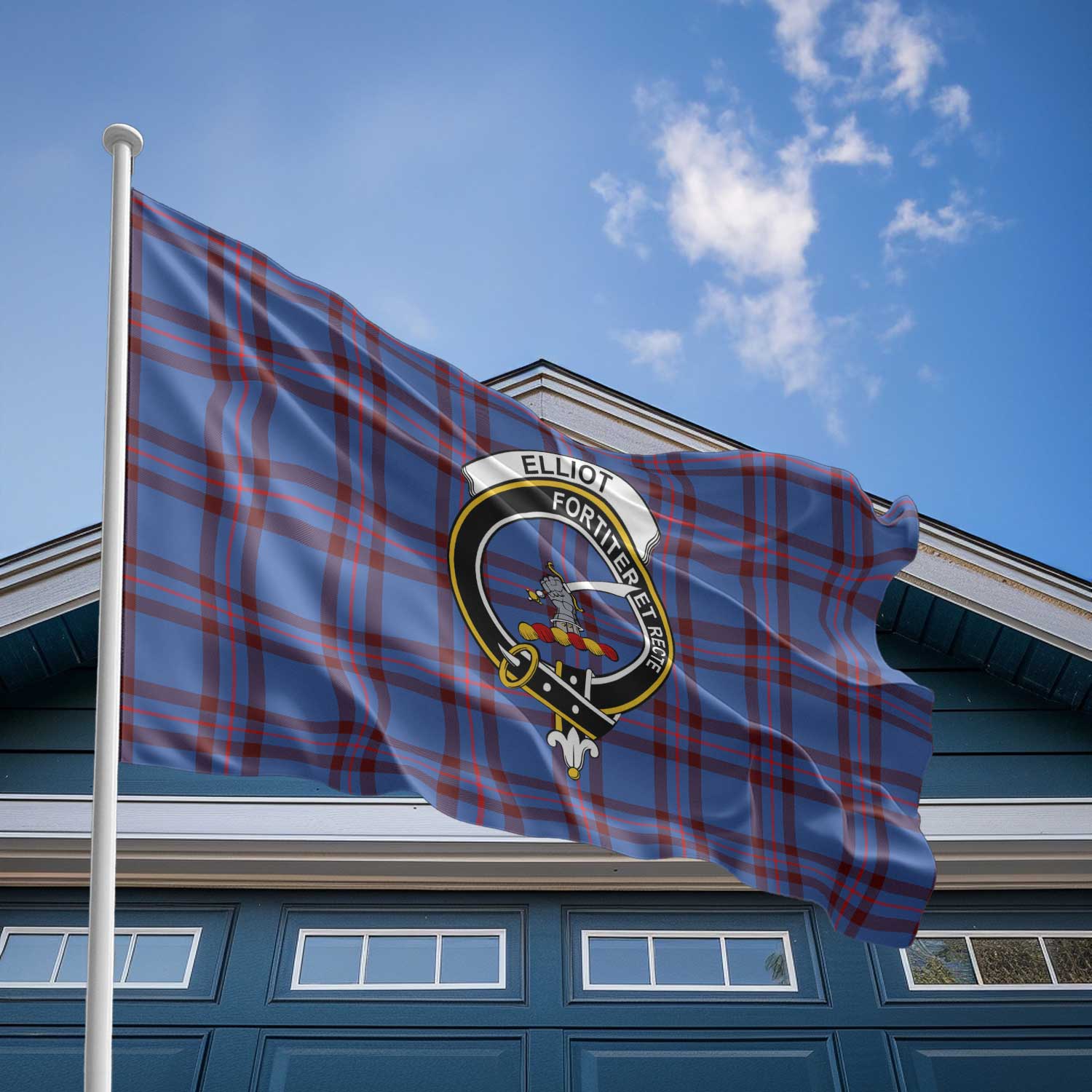 Clan Elliot Tartan Flag Crest And Plaid Basic Style