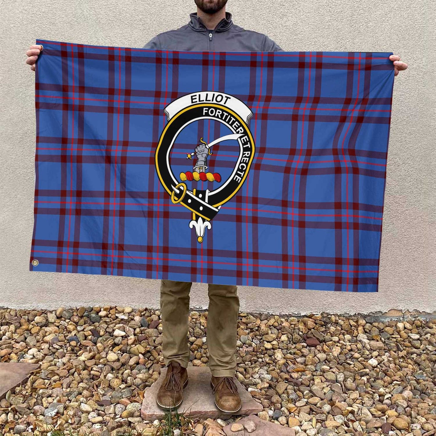 Clan Elliot Tartan Flag Crest And Plaid Basic Style