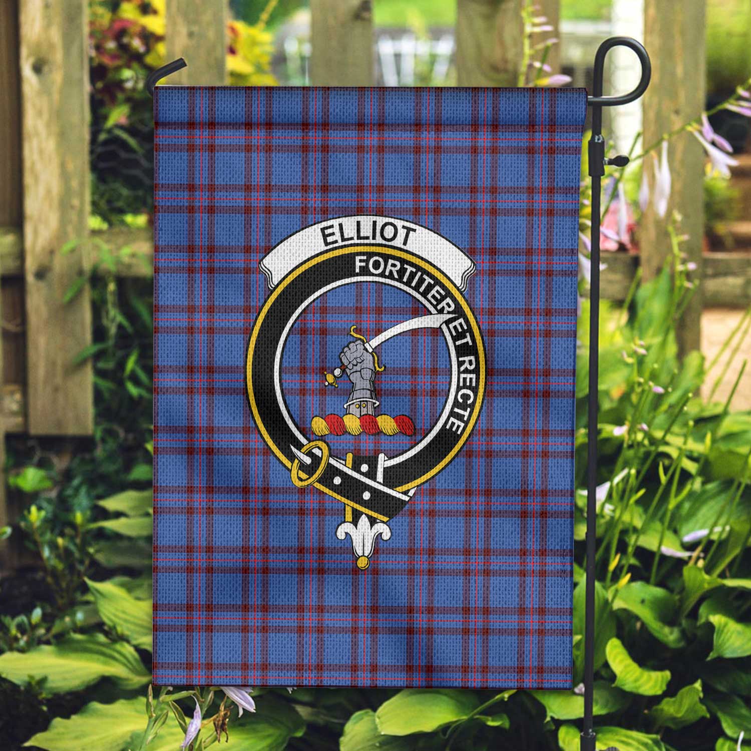 Clan Elliot Tartan Garden Flag Crest And Plaid Basic Style