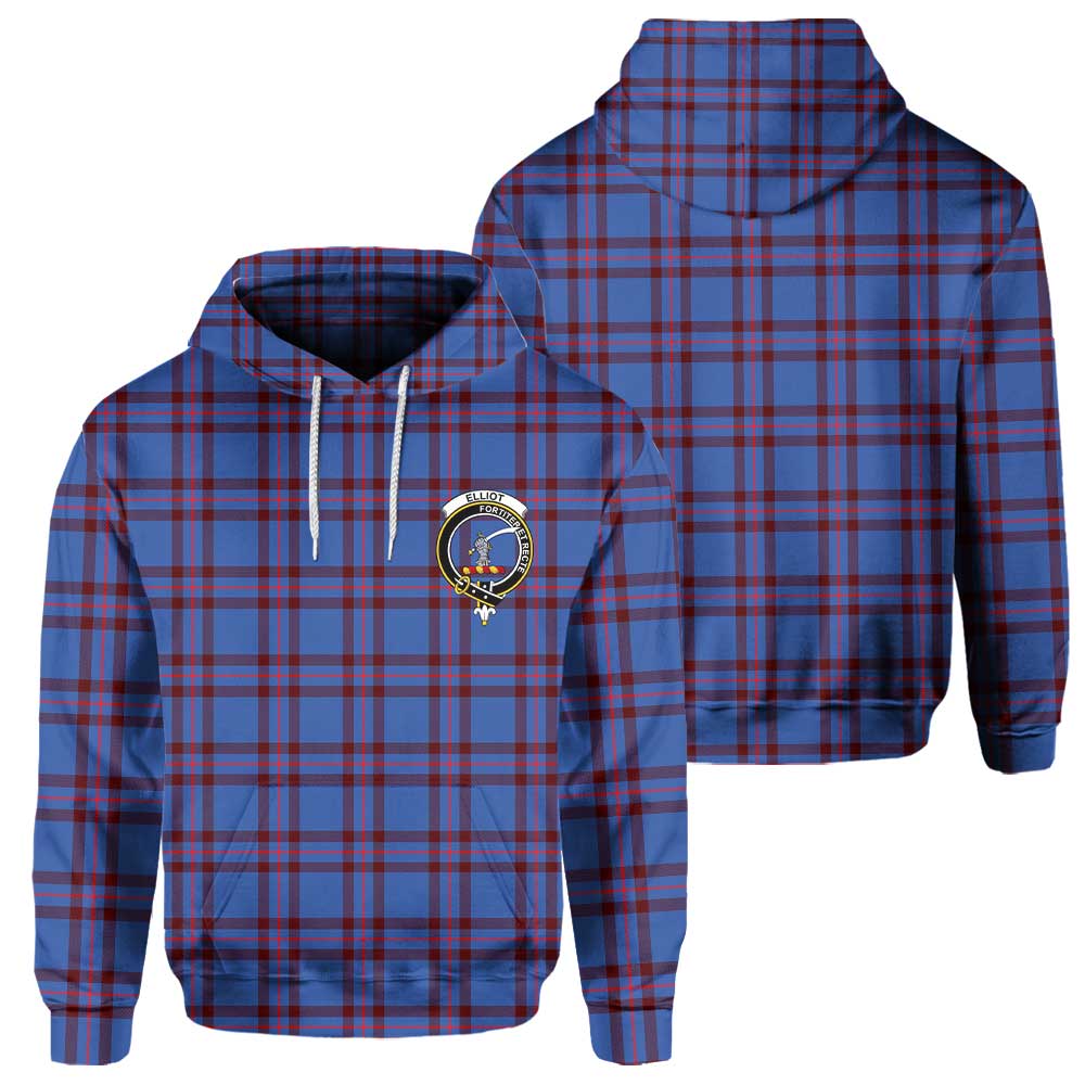 Clan Elliot Tartan Men Hoodie Crest And Plaid Basic Style