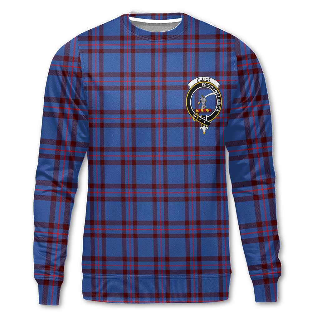 Clan Elliot Tartan Men Sweatshirt Crest And Plaid Basic Style