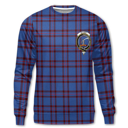 Clan Elliot Tartan Men Sweatshirt Crest And Plaid Basic Style