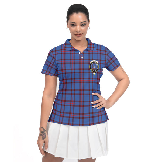 Clan Elliot Tartan Women Polo Shirt Crest And Plaid Basic Style