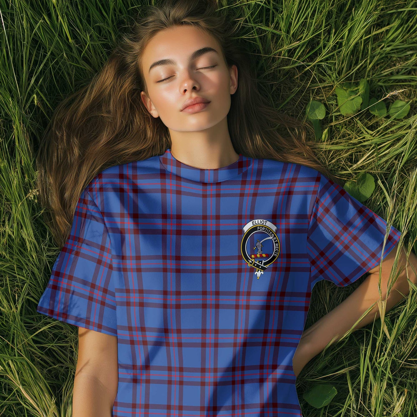 Clan Elliot Tartan Women T Shirt Crest And Plaid Basic Style