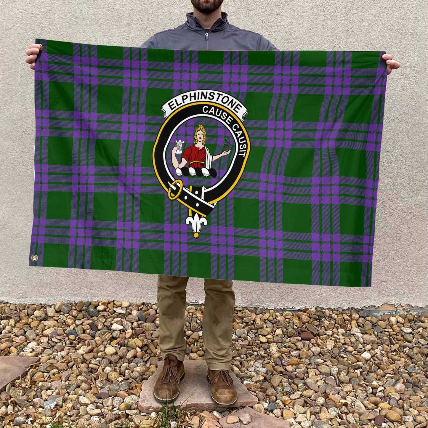 Clan Elphinstone Tartan Flag 1 Crest And Plaid Basic Style Tartan House Flag Crest And Plaid Basic Style