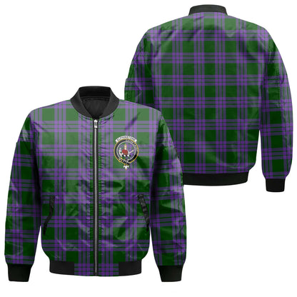 Clan Elphinstone Tartan Men Bomber Jacket Crest And Plaid Basic Style