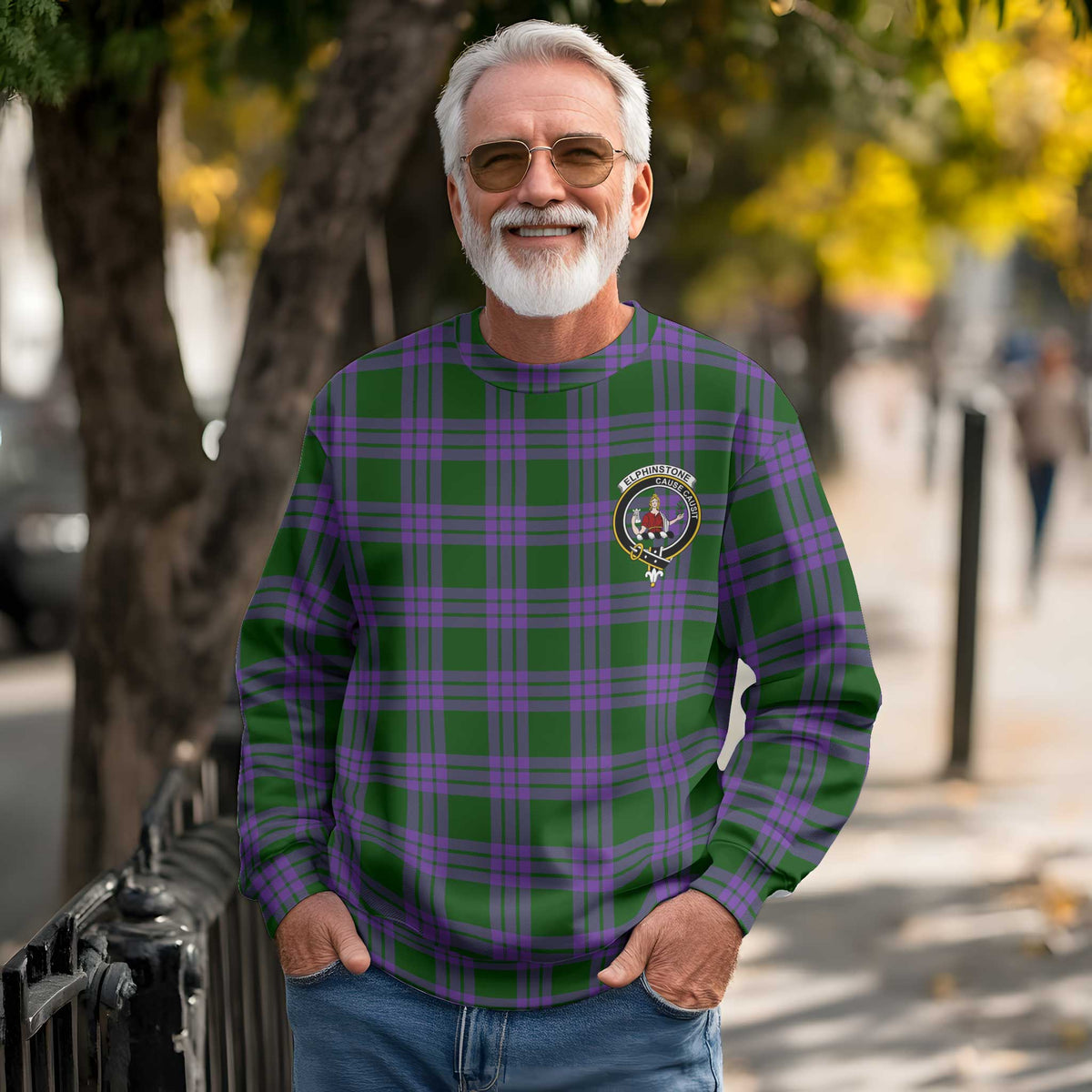Clan Elphinstone Tartan Men Sweatshirt Crest And Plaid Basic Style