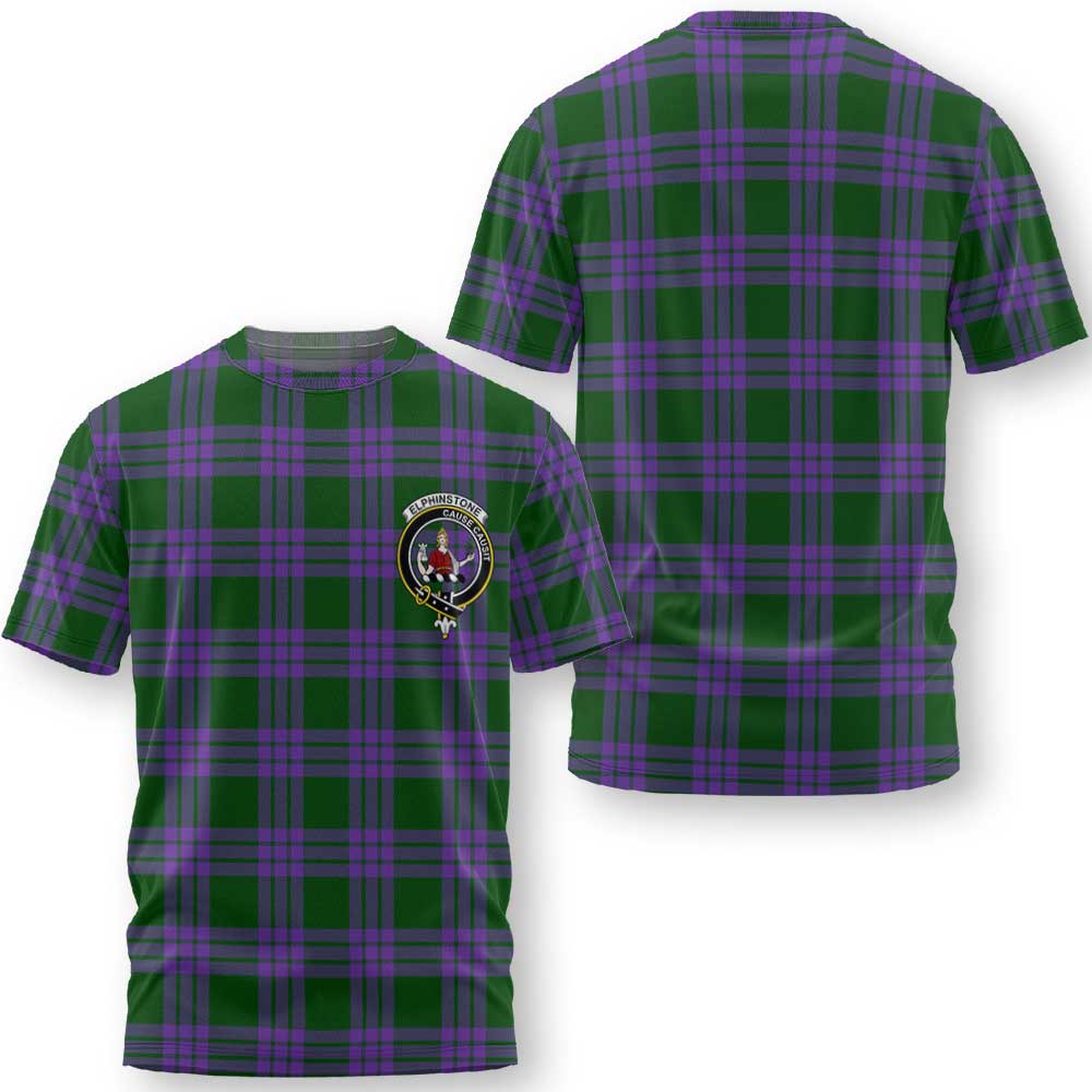 Clan Elphinstone Tartan Men T Shirt Crest And Plaid Basic Style