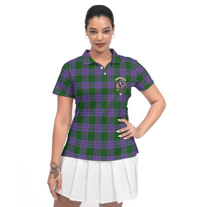 Clan Elphinstone Tartan Women Polo Shirt Crest And Plaid Basic Style