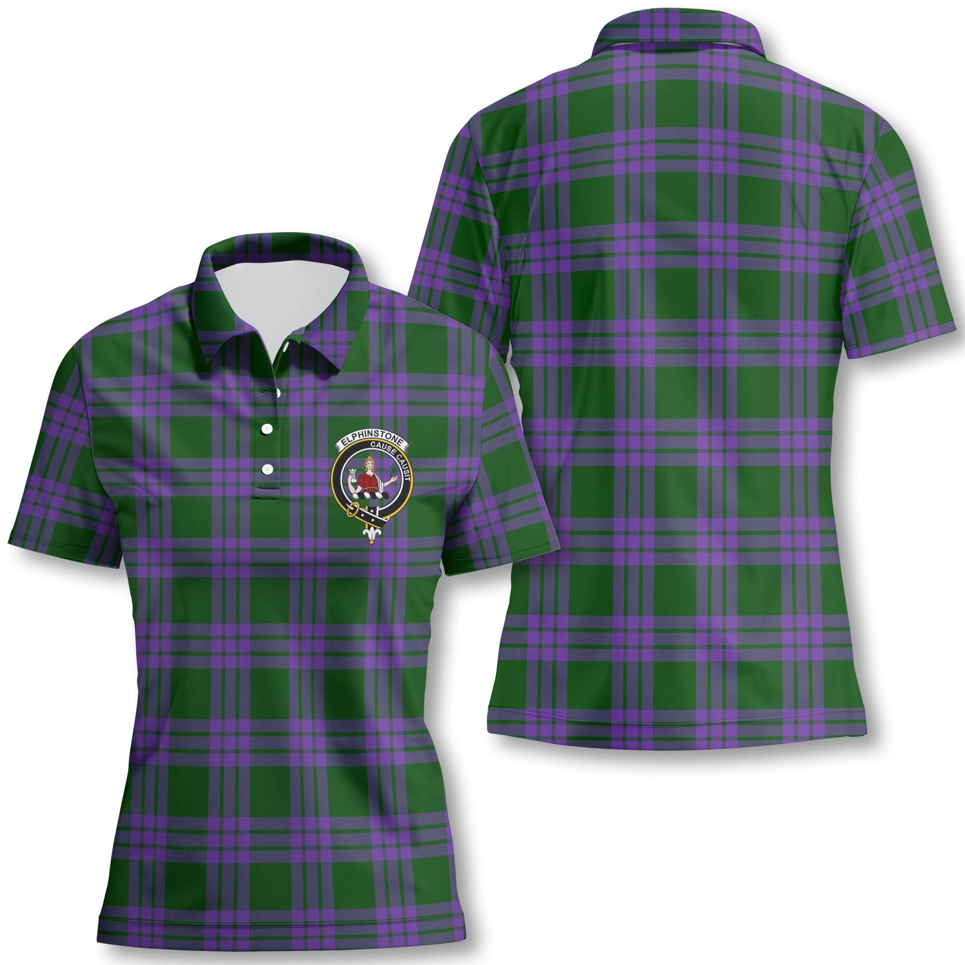 Clan Elphinstone Tartan Women Polo Shirt Crest And Plaid Basic Style