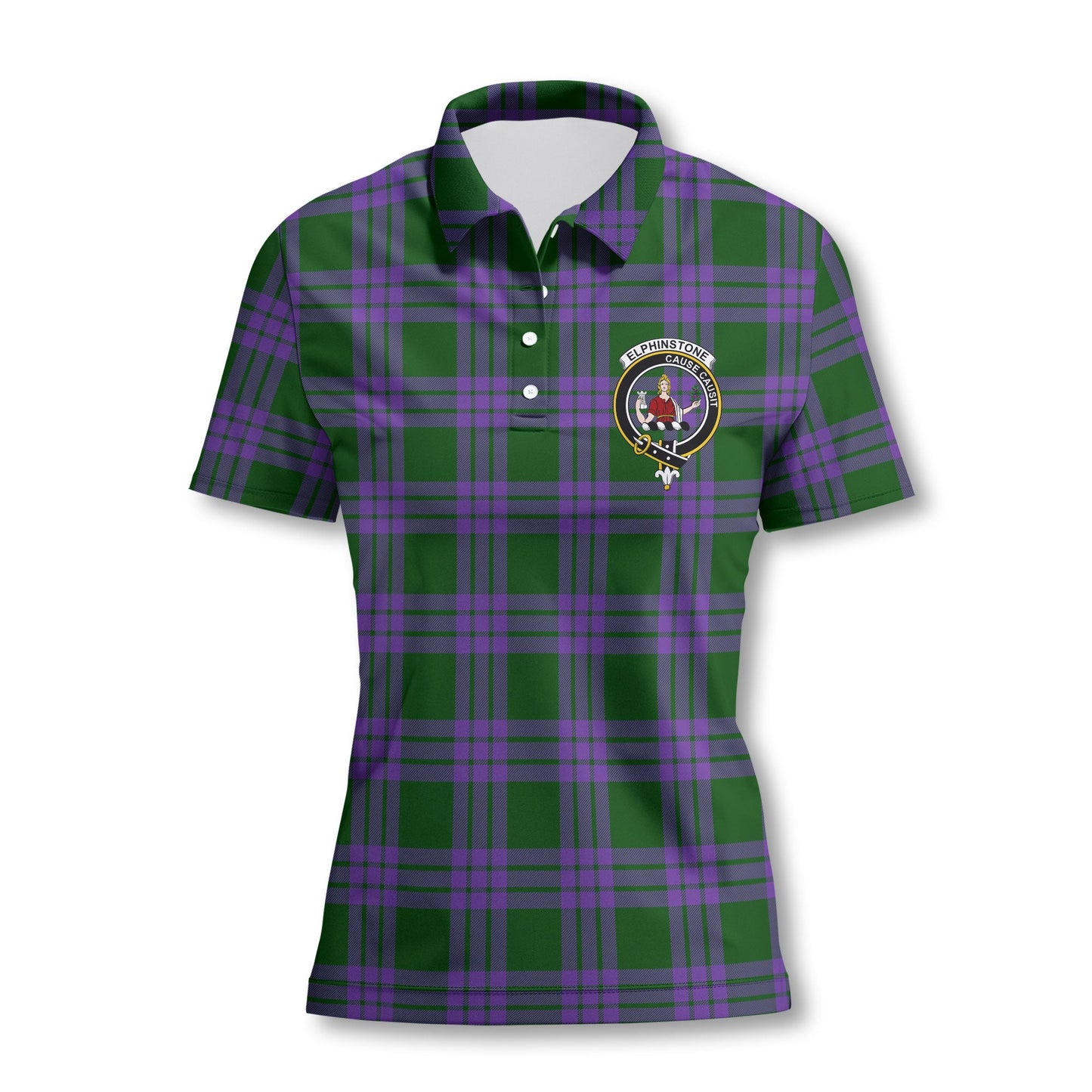 Clan Elphinstone Tartan Women Polo Shirt Crest And Plaid Basic Style