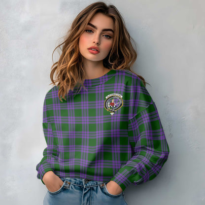 Clan Elphinstone Tartan Women Sweatshirt Crest And Plaid Basic Style