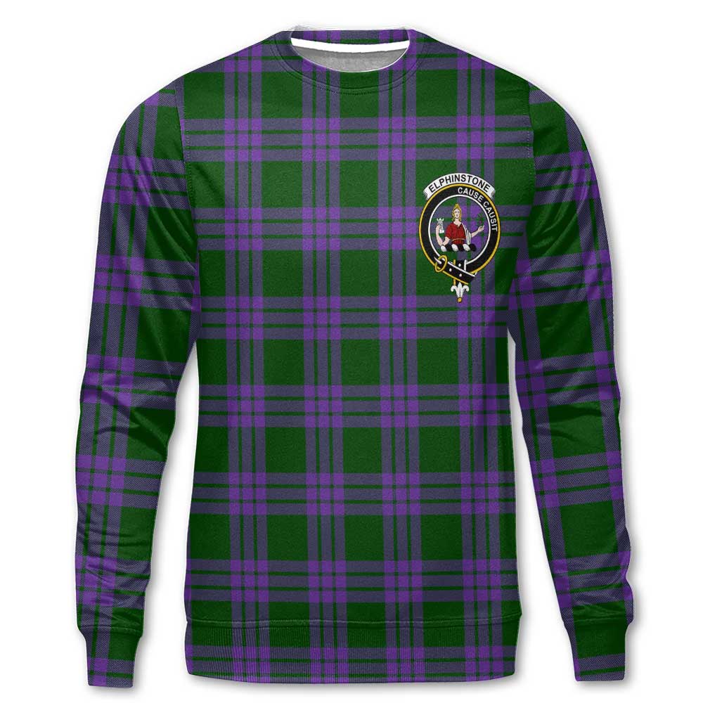 Clan Elphinstone Tartan Women Sweatshirt Crest And Plaid Basic Style