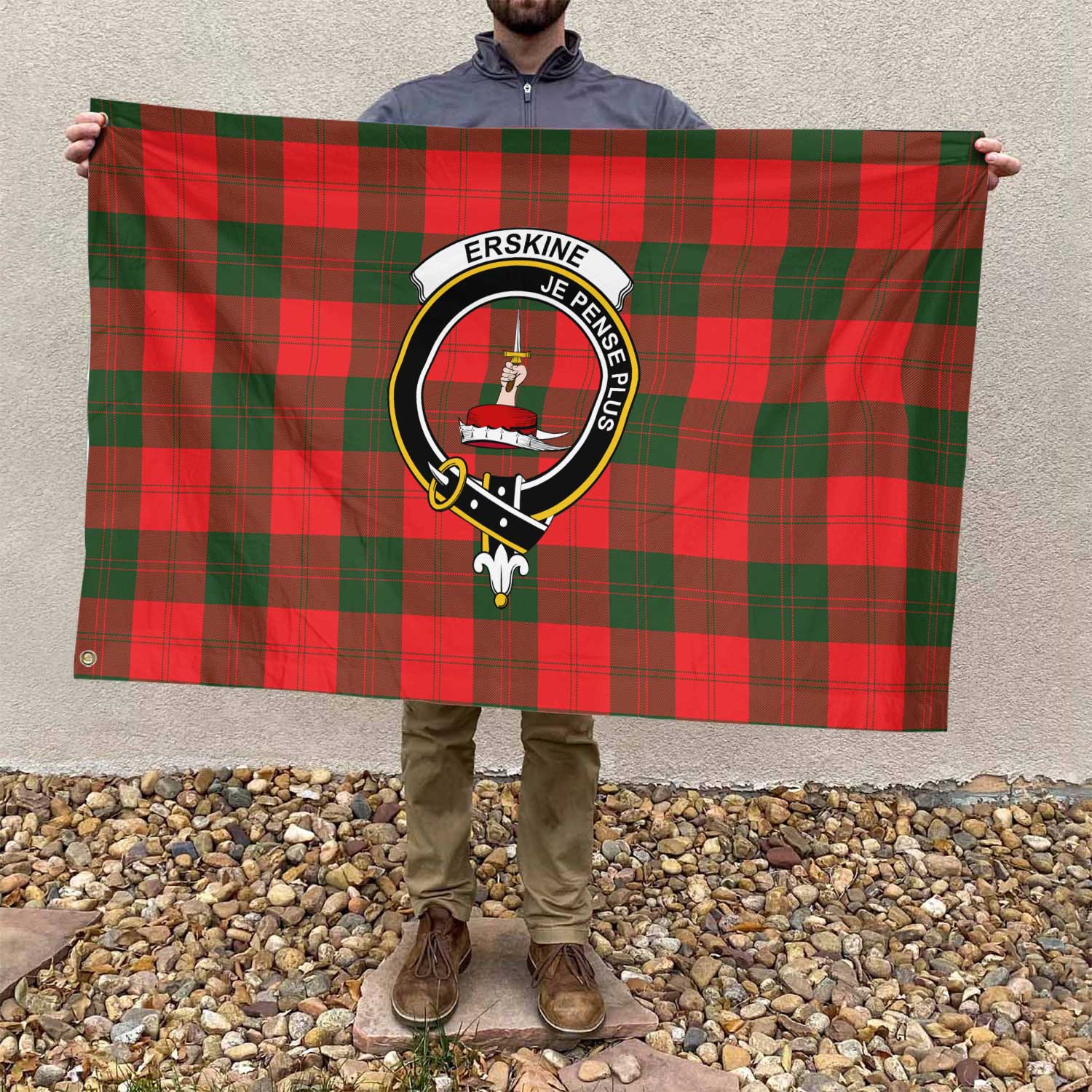 Clan Erskine Tartan Flag Crest And Plaid Basic Style