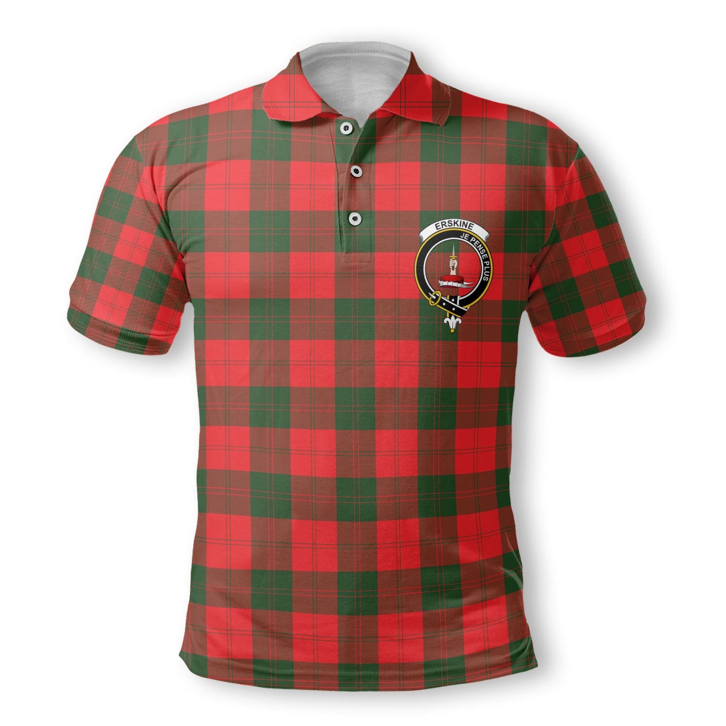 Clan Erskine Tartan Golf Men Polo Shirt Crest And Plaid Basic Style