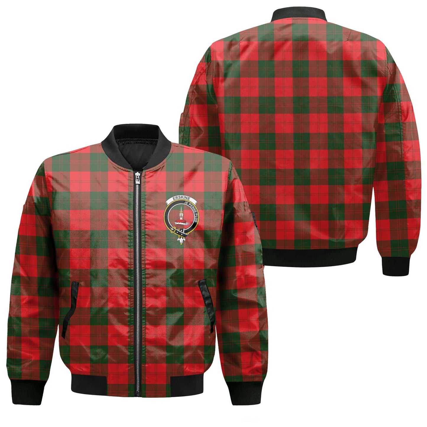 Clan Erskine Tartan Men Bomber Jacket Crest And Plaid Basic Style