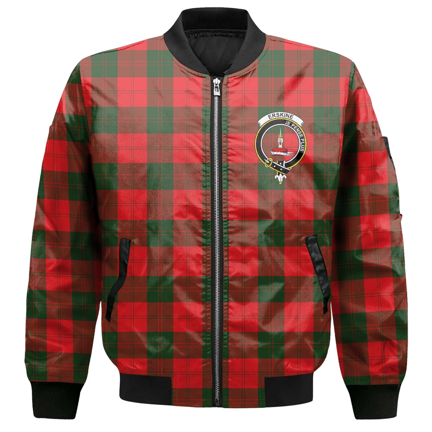 Clan Erskine Tartan Men Bomber Jacket Crest And Plaid Basic Style