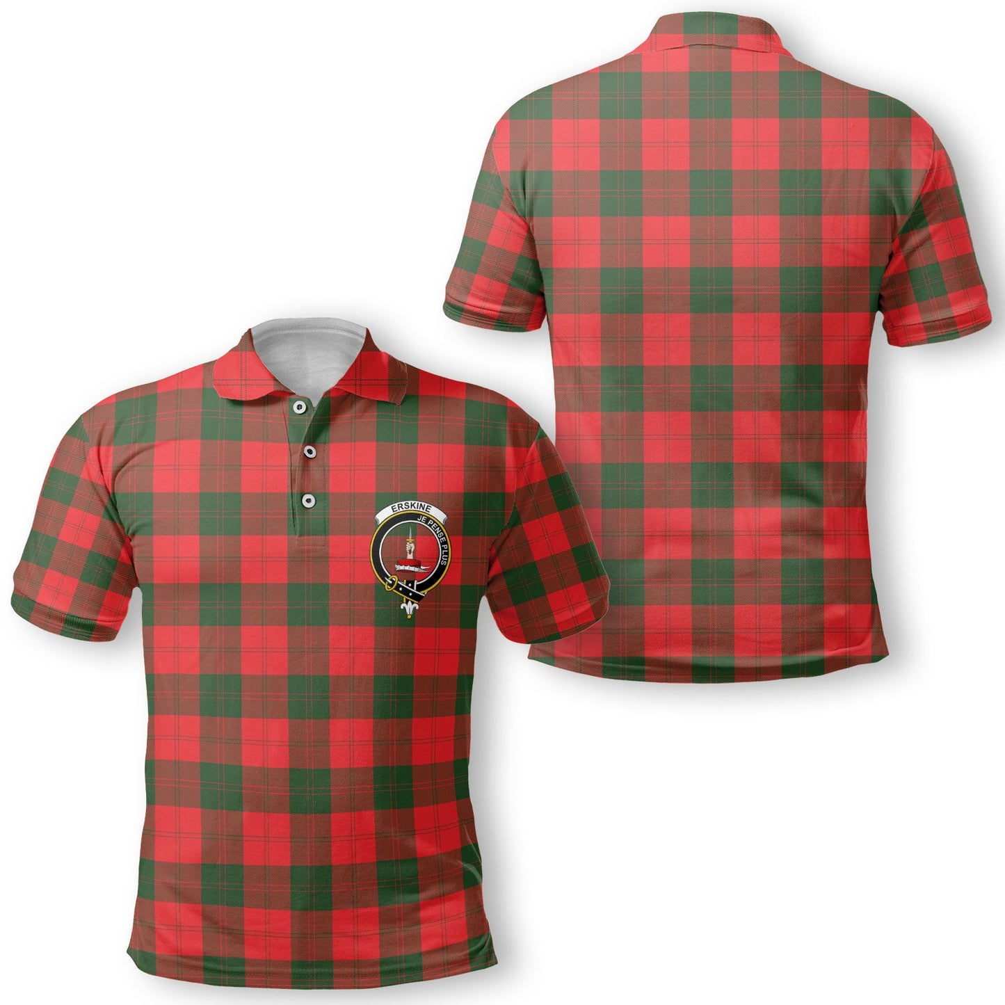 Clan Erskine Tartan Men Polo Shirt Crest And Plaid Basic Style