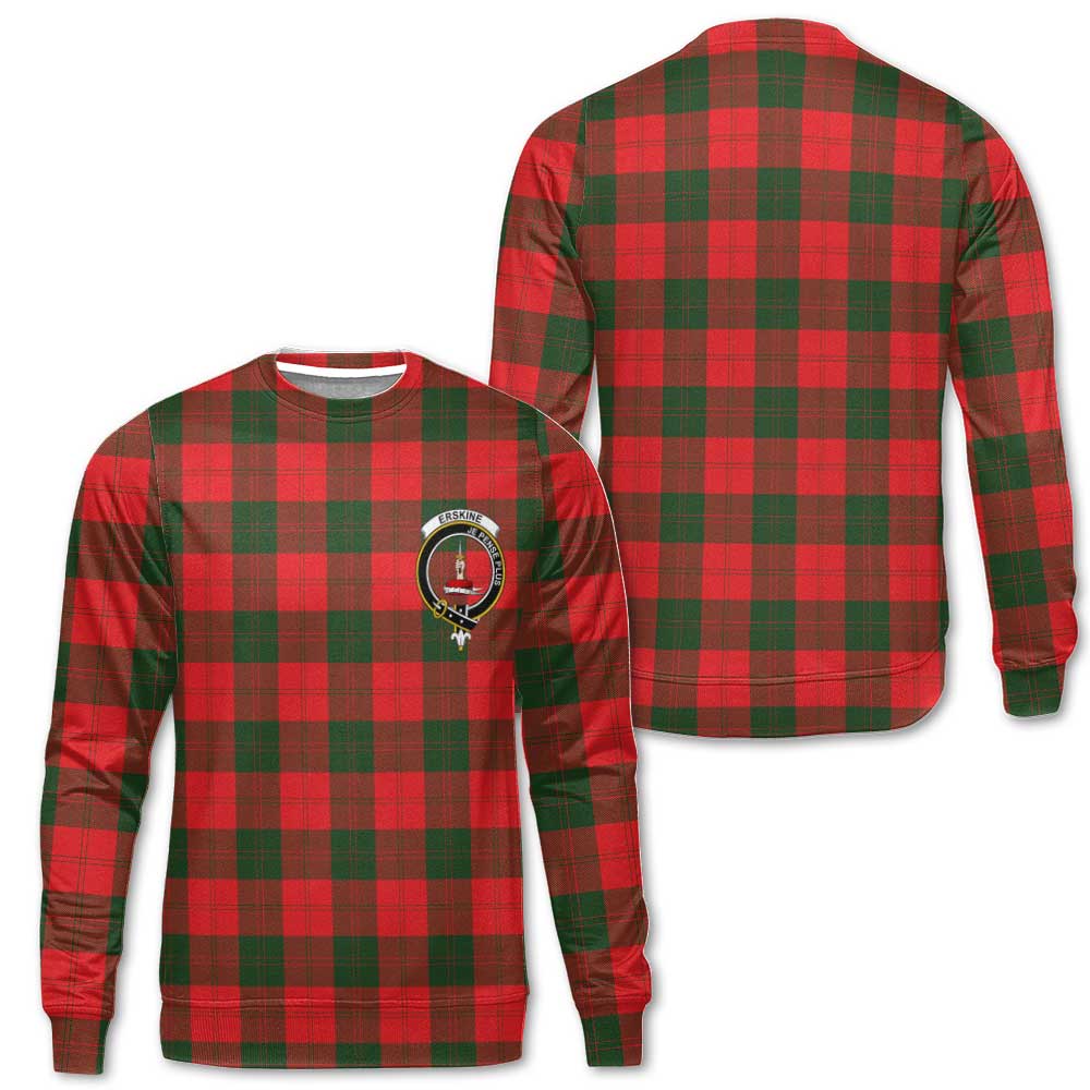 Clan Erskine Tartan Men Sweatshirt Crest And Plaid Basic Style