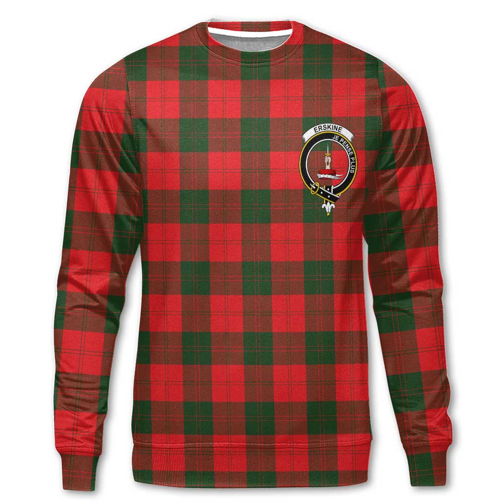 Clan Erskine Tartan Men Sweatshirt Crest And Plaid Basic Style