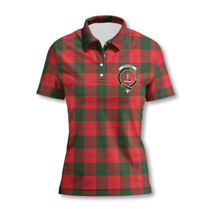 Clan Erskine Tartan Women Polo Shirt Crest And Plaid Basic Style